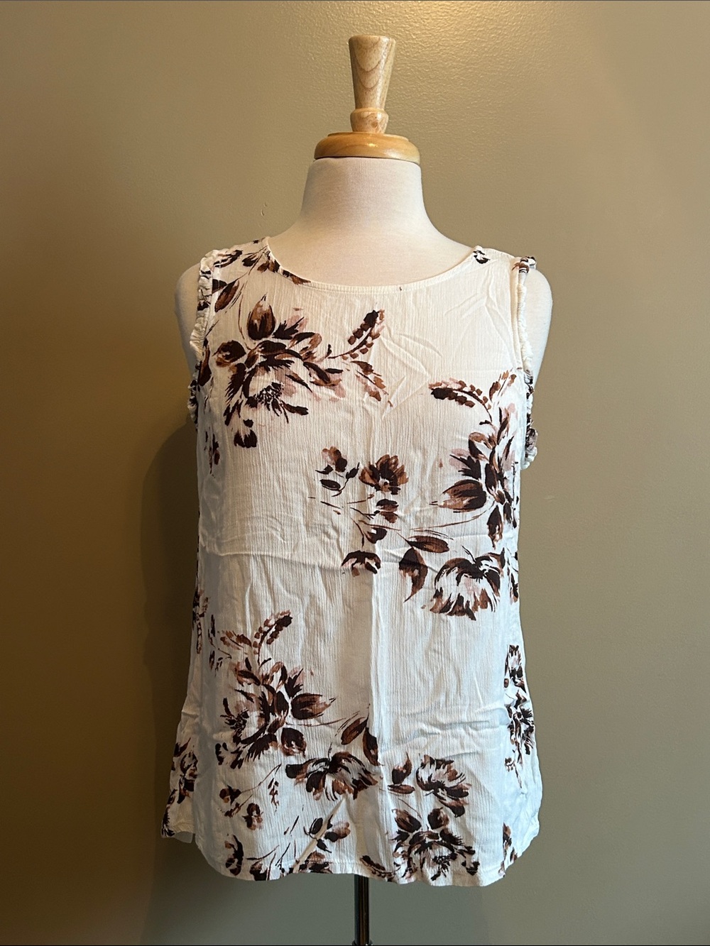 Maurices Floral Tank Top - White and Brown